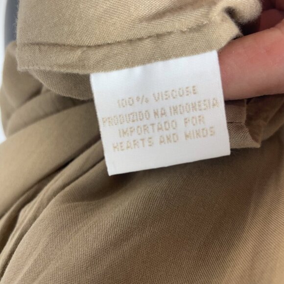 TOTEM Minimalist‎ Casual Neutral Tan Beige Clean Summer Slip Viscose Dress sz L - Picture 7 of 7